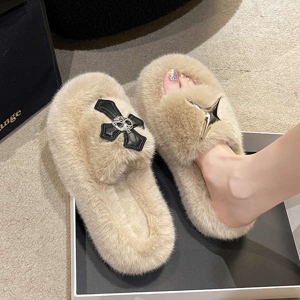 Dép Lông Nhung Dày Dặn Thời Trang Thu Đông 2023 Cho Nữ