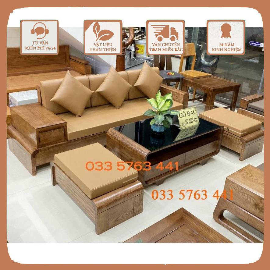 Bộ ghế gỗ sồi nga kiểu dáng chân cong mềm mại kích thước ghế dài 2m4 an toàn cho trẻ nhỏ