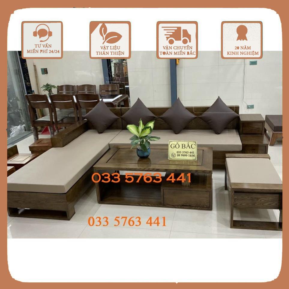 Sofa gỗ sồi Nga hiện đại, phù hợp chung cư, thiết kế thông minh giá gốc tại xưởng - ảnh thật shop chụp