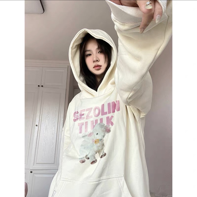 Áo Hoodie Dày Màu Đen Thời Trang Thu Đông Cho Nữ