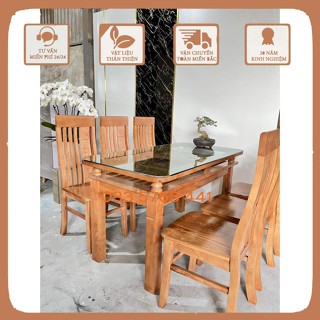 [BÀN ĂN] [GÍA TẠI XƯỞNG] Bàn ăn chữ THỌ, bàn ăn 6 ghế gỗ sồi Nga bàn ăn phòng bếp hiện đại - Vapo