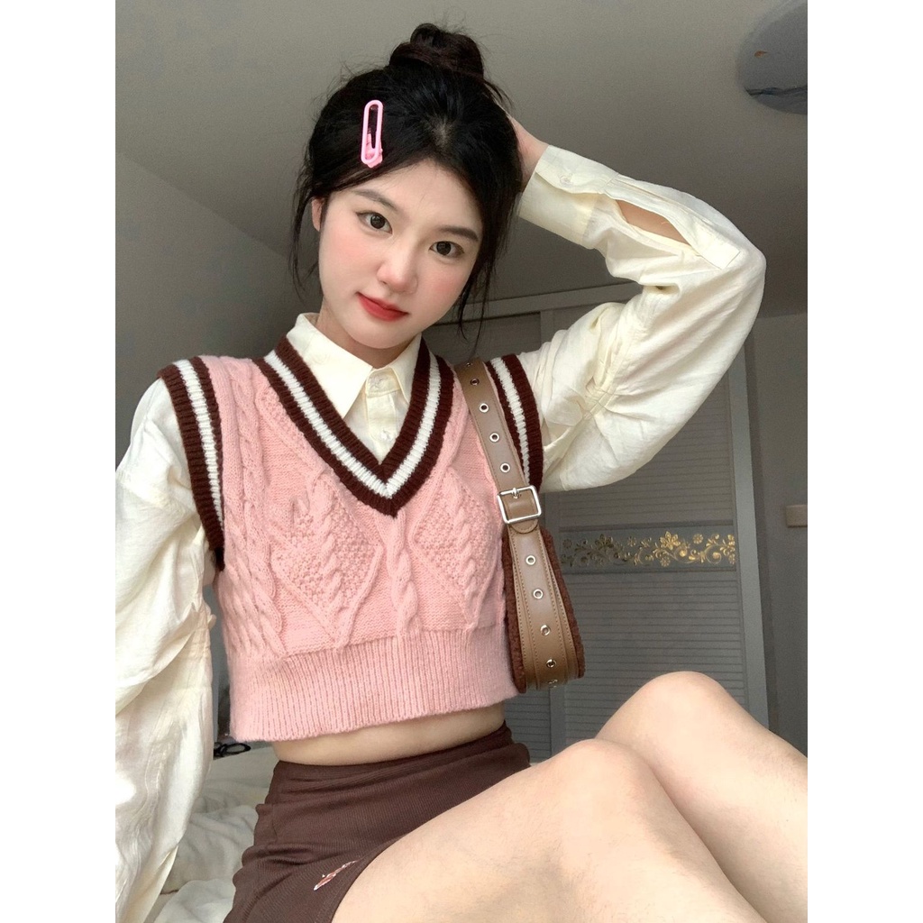 Áo Dệt Kim Không Tay Dáng Ôm Họa Tiết Kẻ Sọc Phong Cách Phương Tây Thời Trang Mới Cho Nữ