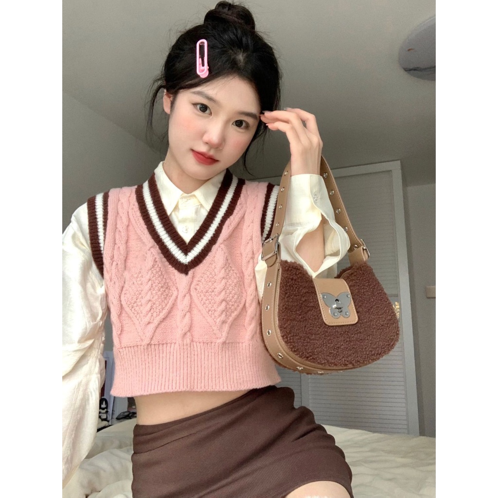 Áo Dệt Kim Không Tay Dáng Ôm Họa Tiết Kẻ Sọc Phong Cách Phương Tây Thời Trang Mới Cho Nữ