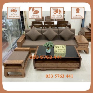 Bộ ghế ngồi phòng khách kích thước 2m3 kèm bàn cong hiện đại, kích thước ghế dài 2m3