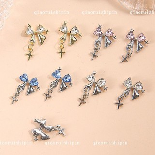Charm nơ xích sao 4 cánh nail-charm nơ đá nail