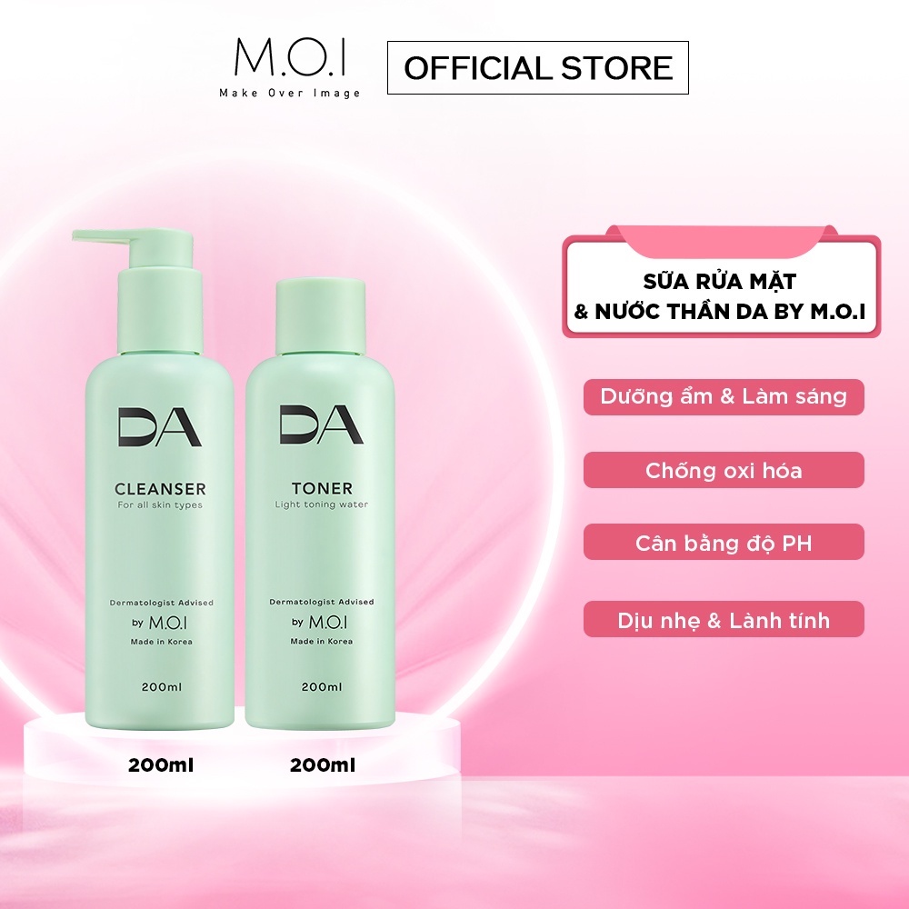 [HSD T8/2024] Bộ đôi chăm sóc da DA BY M.O.I Sữa rửa mặt 200ml và Nước cân bằng 200ml làm sáng, cấp ẩm sâu