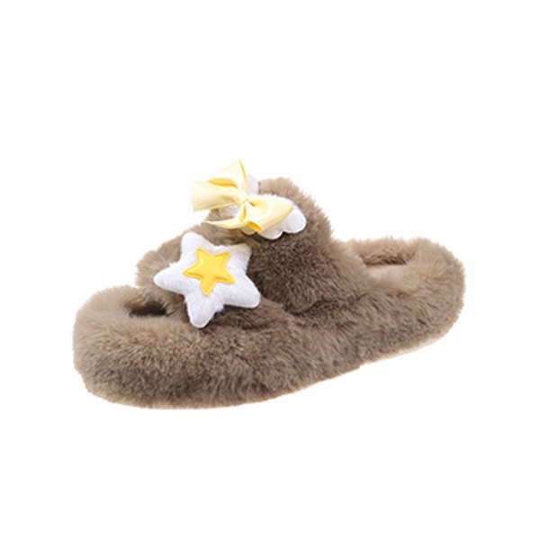 Dép Bông Đi Trong Nhà Đế Dày Giữ Ấm Chân Thời Trang Thu Đông Cho Nữ