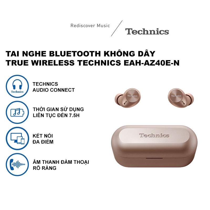 Tai nghe Bluetooth Không dây True Wireless Technics EAH-AZ40E-N - màu vàng hồng