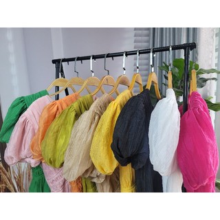 Hàng thiết kế_ Đầm maxi cổ tim tay bồng.
