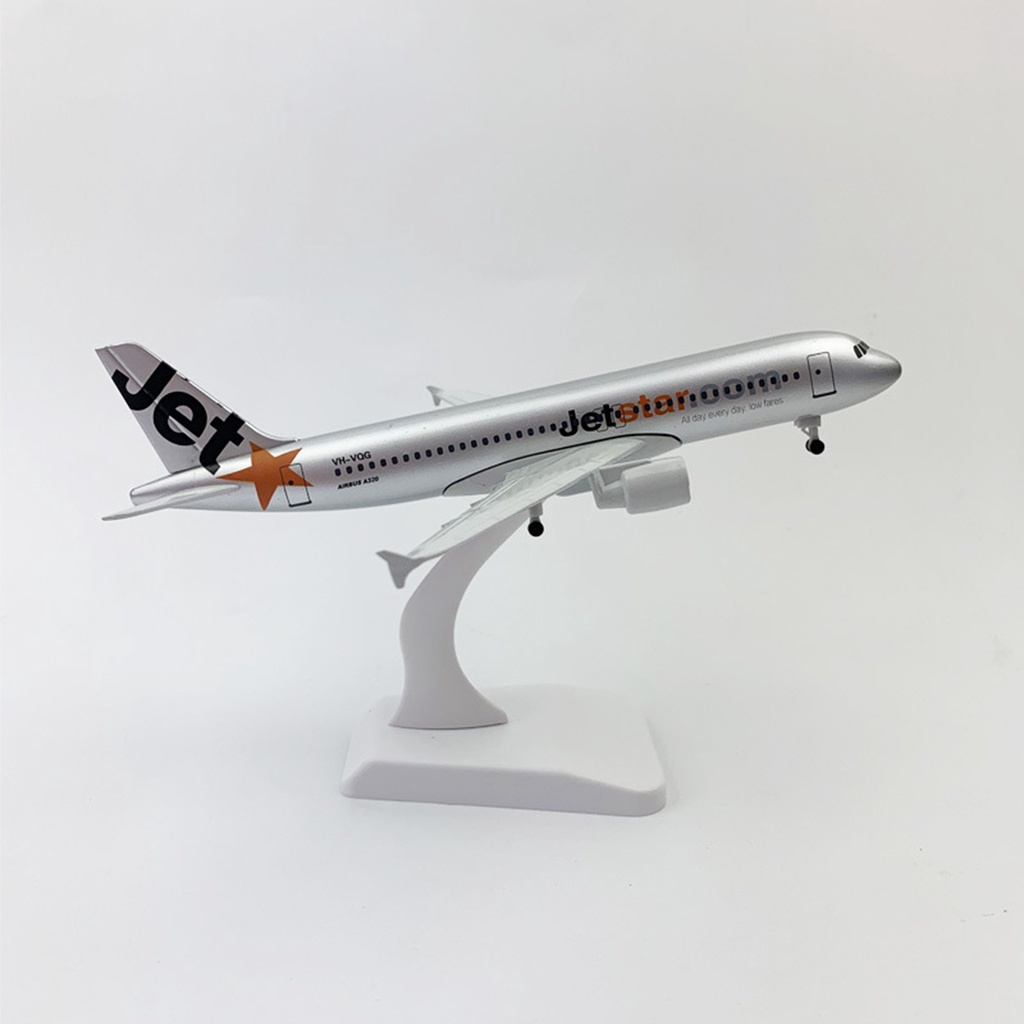 Máy bay mô hình bằng sắt A320 Jetstar có đế trưng bày dài 20cm hãng Aircraft Model