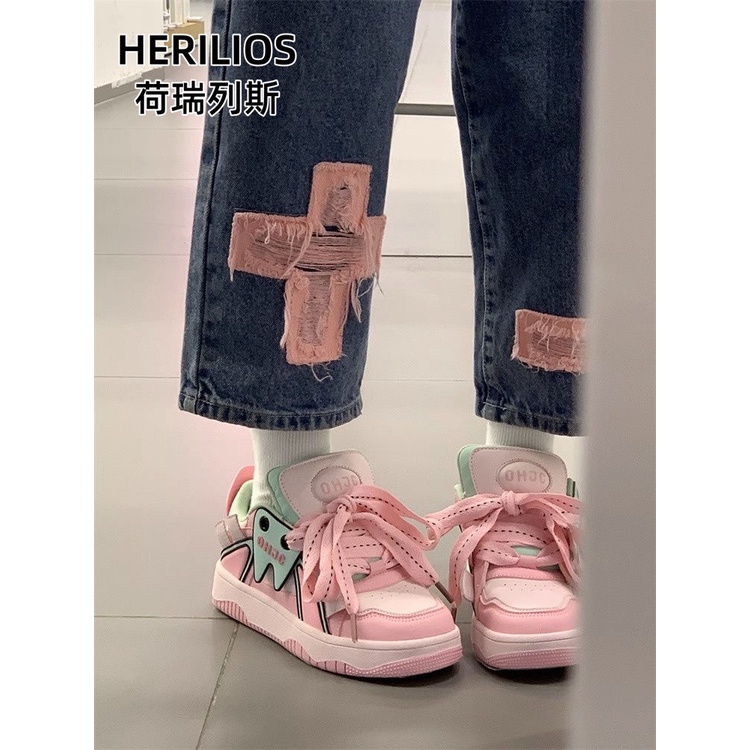 Niche Giày Thể Thao Màu Hồng Dễ Phối Đồ Thời Trang Mùa Hè Cho Nữ