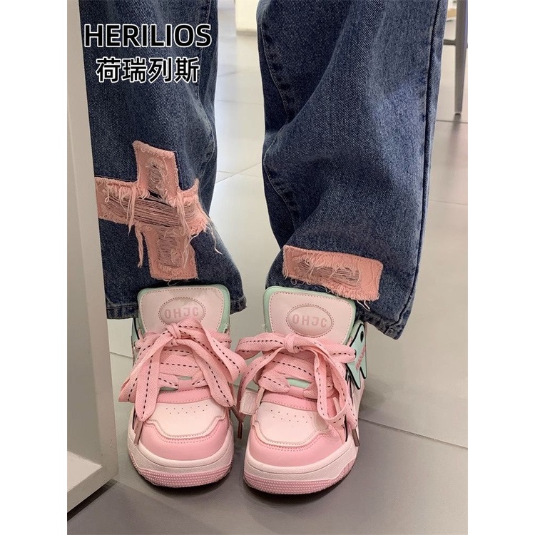 Niche Giày Thể Thao Màu Hồng Dễ Phối Đồ Thời Trang Mùa Hè Cho Nữ