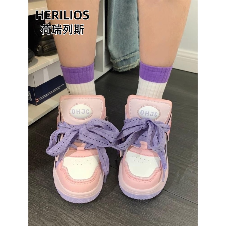 Niche Giày Thể Thao Màu Hồng Dễ Phối Đồ Thời Trang Mùa Hè Cho Nữ