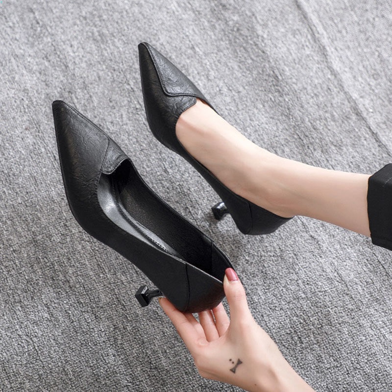 Giày Cao Gót 3cm Da Mềm 5cm Thời Trang Công Sở Thanh Lịch Cho Nữ