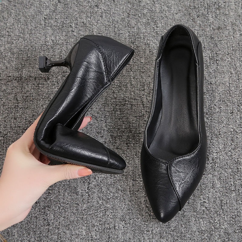 Giày Cao Gót 3cm Da Mềm 5cm Thời Trang Công Sở Thanh Lịch Cho Nữ