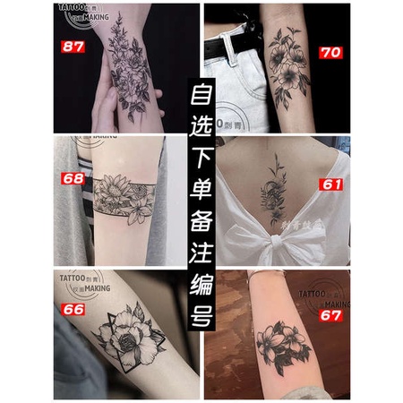 Xăm hình 15 ngày hình xăm 15 ngày chữ Tự chọn 10 miếng dán hình xăm mô phỏng hình xăm không thấm nước lâu dài, cánh tay mu bàn tay nam nữ màu đen sẫm màu đen trắng lá hoa hồng