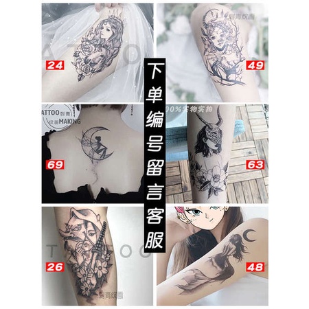 Xăm hình 15 ngày hình xăm 15 ngày chữ Tự chọn 10 miếng dán hình xăm mô phỏng hình xăm không thấm nước lâu dài, cánh tay mu bàn tay nam nữ màu đen sẫm màu đen trắng lá hoa hồng