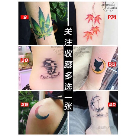 Xăm hình 15 ngày hình xăm 15 ngày chữ Tự chọn 10 miếng dán hình xăm mô phỏng hình xăm không thấm nước lâu dài, cánh tay mu bàn tay nam nữ màu đen sẫm màu đen trắng lá hoa hồng