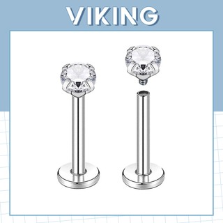 Khuyên Tai Xỏ Cơ Bản Khuyên Tragus Đế Dẹt Đá Trắng Thép Không Gỉ