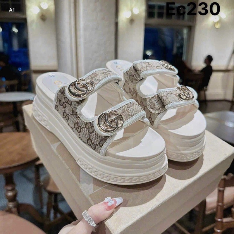 Dép lê nữ quay ngang vài dạ GG đế bánh mì , cao 7f  hót 2023