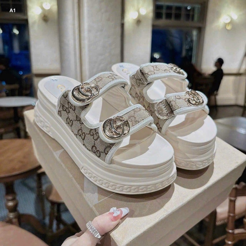 Dép lê nữ quay ngang vài dạ GG đế bánh mì , cao 7f  hót 2023