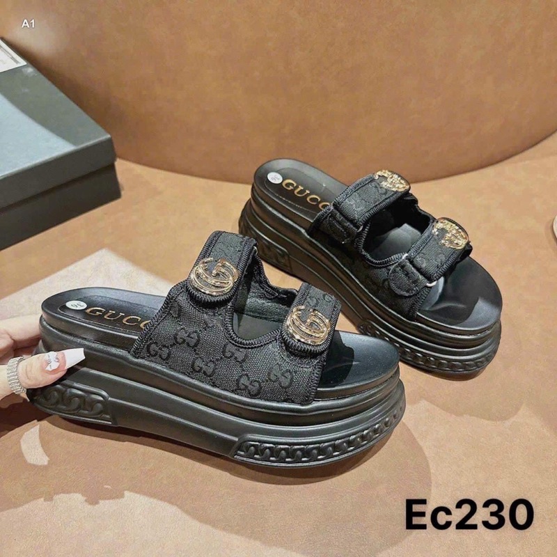 Dép lê nữ quay ngang vài dạ GG đế bánh mì , cao 7f  hót 2023