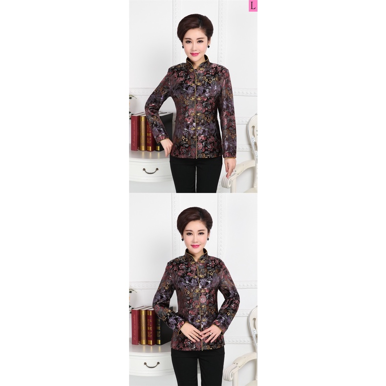 Hàng Mới Về Áo Khoác cotton Phong Cách Trung Hoa Thời Trang Thu Đông Cho Phụ Nữ Trung Niên