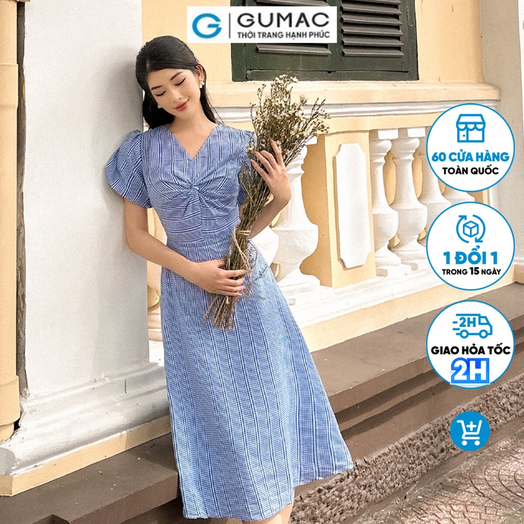Đầm kiểu xoắn ngực thời trang GUMAC DC12055