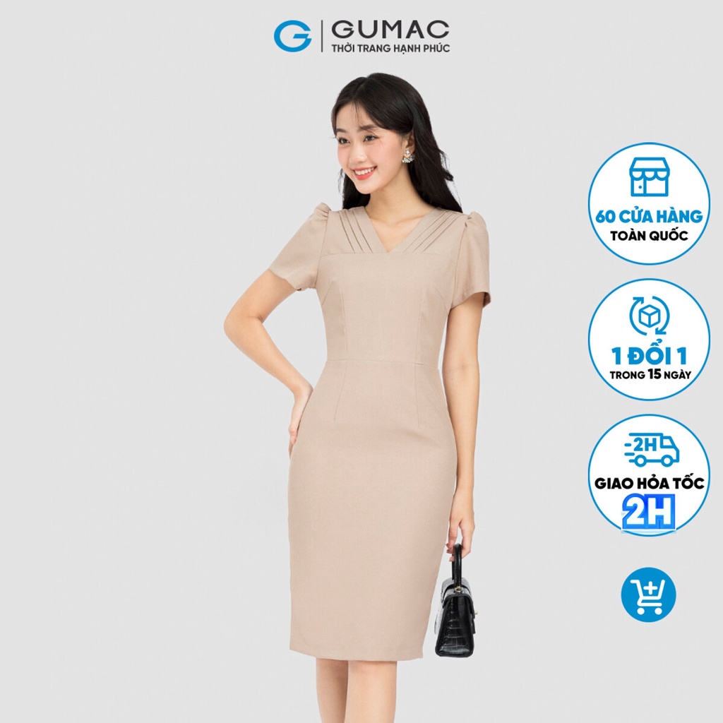 Đầm cổ xếp ly thời trang GUMAC DC09058