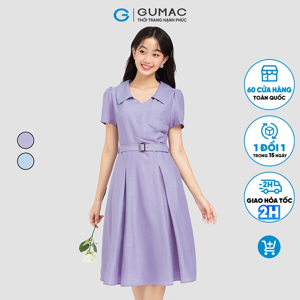 Đầm form A xếp ly eo GUMAC DC12054