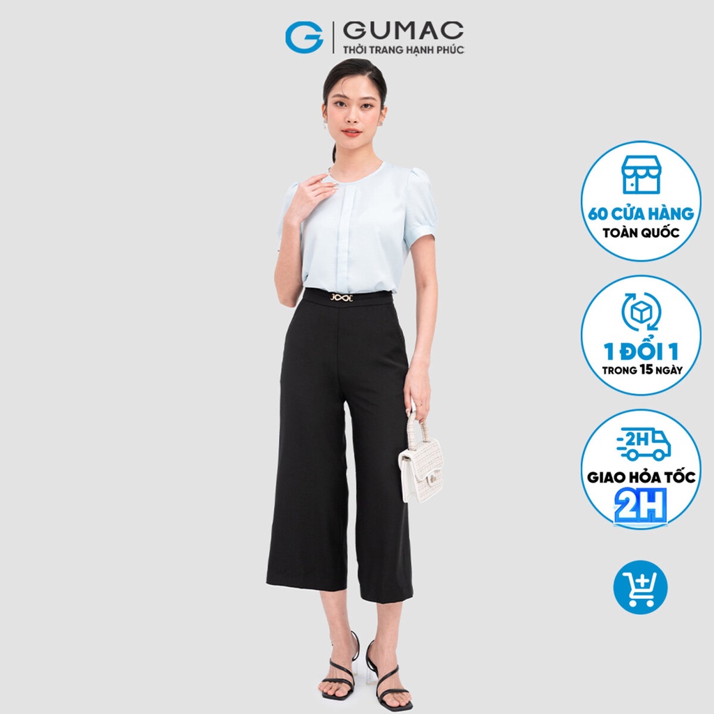 Quần lửng ống rộng phối phụ kiện thời trang GUMAC QC08123
