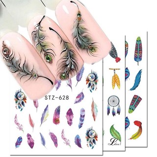 Sticker dán móng tay nail mẫu lông vũ nhiều màu sắc