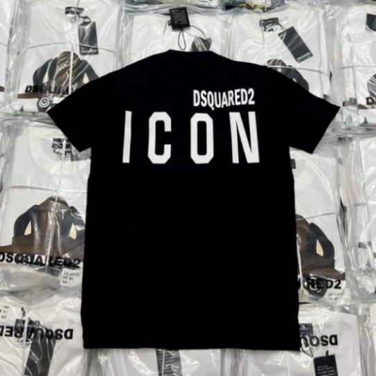 Áo Thun Nam DSQ Icon Chữ Ngang, Hai Màu Đen Trắng, Thời Trang Nam, Chất Liệu Cotton