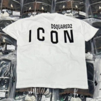 Áo Thun Nam DSQ Icon Chữ Ngang, Hai Màu Đen Trắng, Thời Trang Nam, Chất Liệu Cotton