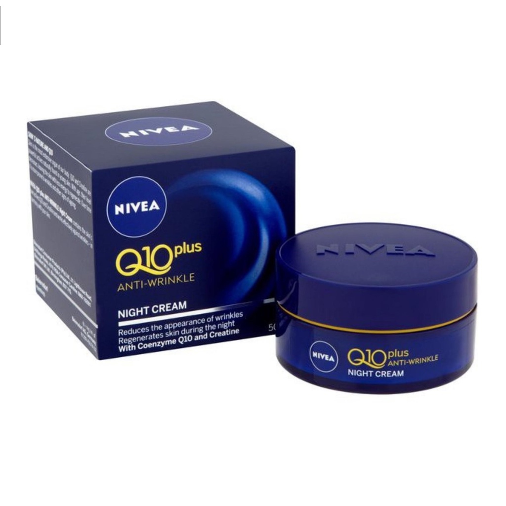 Kem Dưỡng Da Nivea Q10 Plus Anti-Wrinkle Night Cream Làm Da Mềm, Min Da, Sáng Da chăm sóc sắc da đẹp, sắc mặt đẹp 50G