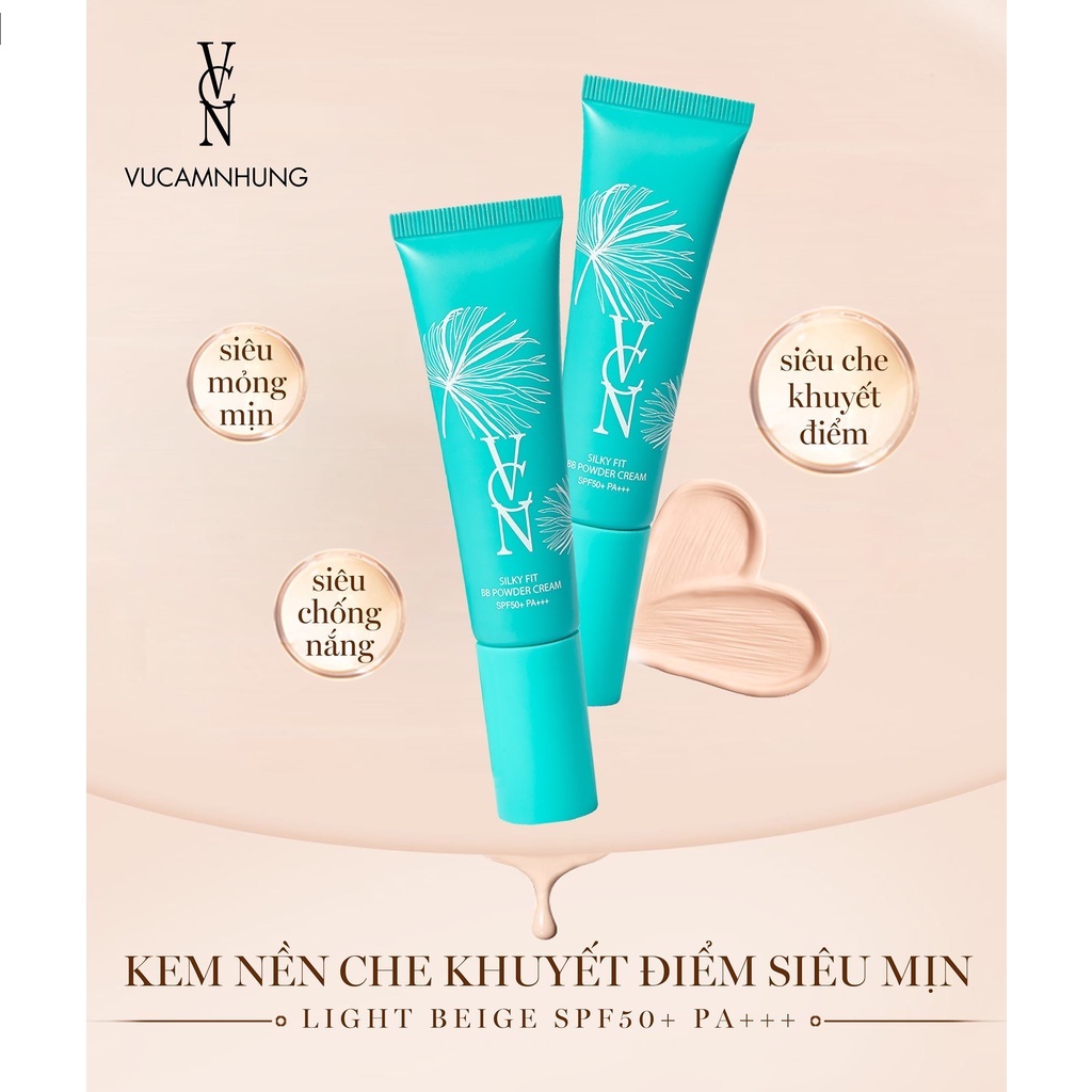 Kem Nền trang điểm VCN Silky Fit Bb Powder Cream Spf 50+ Pa+++ Che Khuyết Điểm Siêu Mịn da đẹp, sắc đẹp 20G Thailand