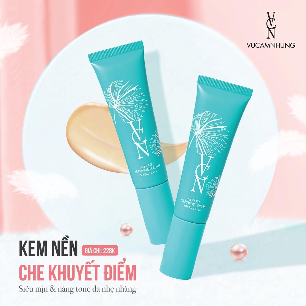 Kem Nền trang điểm VCN Silky Fit Bb Powder Cream Spf 50+ Pa+++ Che Khuyết Điểm Siêu Mịn da đẹp, sắc đẹp 20G Thailand