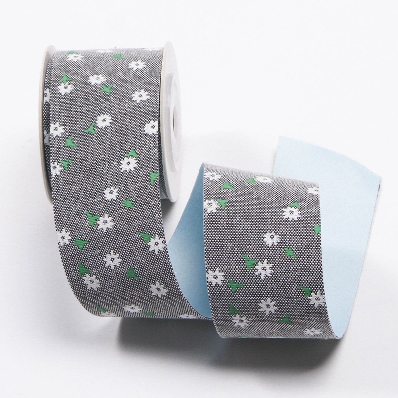 Ruy băng in hình dâu tây một mặt 4.0cm vải lanh Hàn Quốc