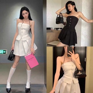 𝗩𝗶𝗱𝗲𝗼 𝗔̉𝗻𝗵 𝗧𝗵𝗮̣̂𝘁 ✔ set dạ quây khuy ngọc khoá sau mix phần chân váy xếp ly 2 màu kèm ảnh thật
