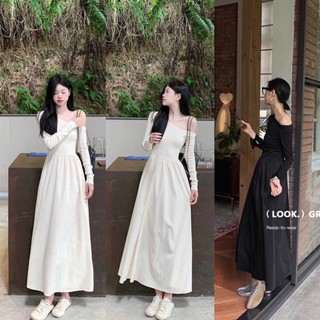 𝗩𝗶𝗱𝗲𝗼 𝗔̉𝗻𝗵 𝗧𝗵𝗮̣̂𝘁 ✔ váy lệch vai chất zip phối thô dài tay dáng xoè 2 màu kèm ảnh thật
