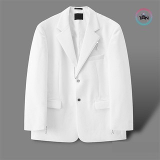 Áo Blazer Unisex Dây Kéo (CHỮ A) T-A-N Hàn Quốc AV027. Cream White