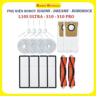 PHỤ kiện Lọc hepa , Khăn, Giẻ Lau, Chổi giữa, Cuộn, Chổi cạnh, Túi rác Robot hút bụi Dreami L10S Ultra, S10,S10 Pro