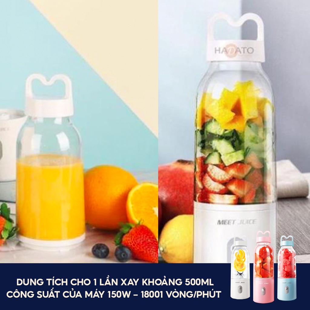 Máy xay sinh tố cầm tay Meet Juice 500ml mini, máy xay cầm tay đa năng ,xay đá viên,xay hoa quả các loại- TongkhoGiaDung