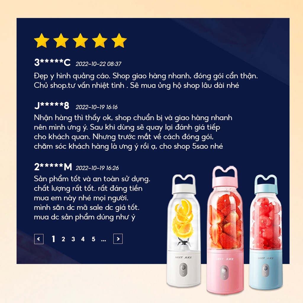 Máy xay sinh tố cầm tay Meet Juice 500ml mini, máy xay cầm tay đa năng ,xay đá viên,xay hoa quả các loại- TongkhoGiaDung