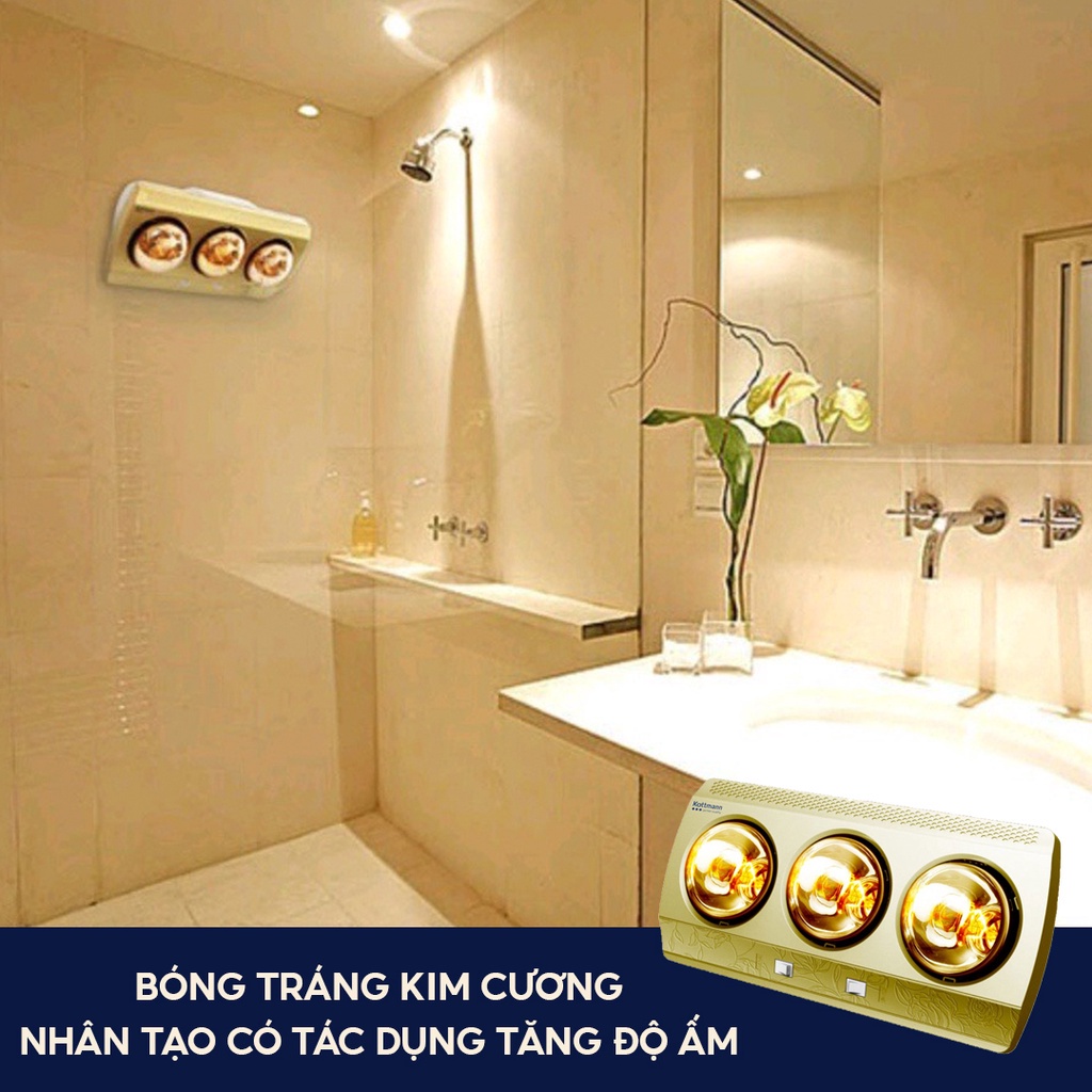 Đèn Sưởi Nhà Tắm Đui Sứ Chống Cháy Nổ, 2 Bóng 3 Bóng Treo Tường Cao Cấp - Tongkhogiadung