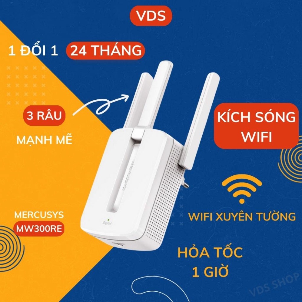 Bộ kích sóng wifi 3 râu Mercusys (wireless 300Mbps) cực mạnh, Cục thu phát hút mở rộng sóng wifi chính hãng [ Hàng Tốt ]