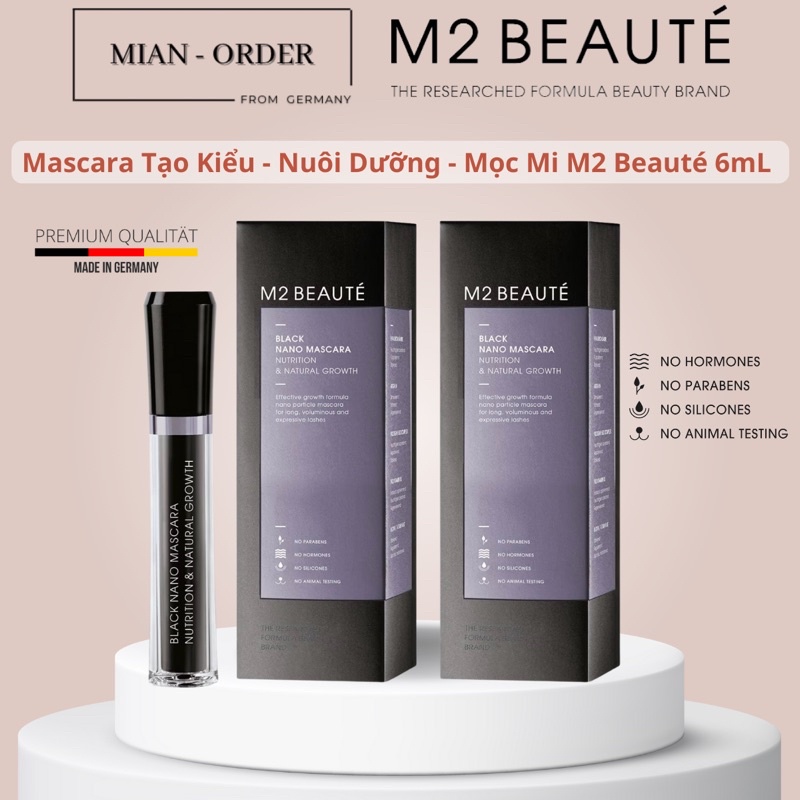 MASACARA TẠO KIỂU VÀ NUÔI DƯỠNG MỌC MI M2 BEAUTÉ BLACK NANO NUTRITION & NATURAL GROWTH 6ML