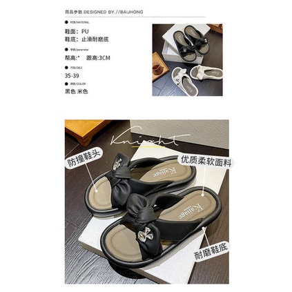 Dép Xỏ Ngón Đế Mềm Đính Nơ Thời Trang Dành Cho Nữ