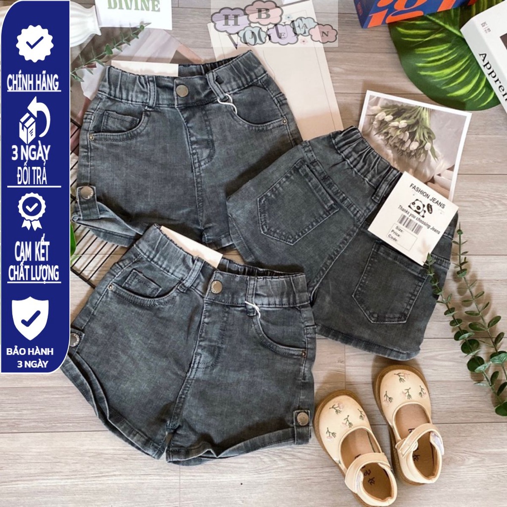 Quần Sọt Jeans bé gái, Quần Jean đùi cho bé gái màu xám đen kiểu dáng săn lai cá tính từ 23-35kg