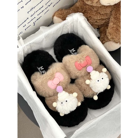 Dép Nữ Đế Dày Đính Lông Thời Trang 2023